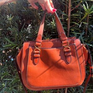 Fossil Brand Classic Women's Leather Satchel/Crossbody  Handbag - Rust Brown